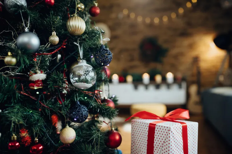 Christmas in the Lake District with festive lights and winter scenery